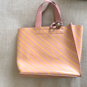 Furla Pink and Yellow Stripe handbag.